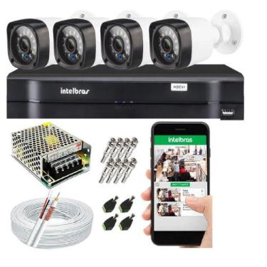 Imagem de Kit Cftv 4 Câmeras de Segurança AHD 720p e Dvr Mhdx Full Hd Intelbras 