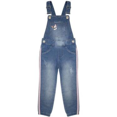 Imagem de Jardineira Infantil Look Jeans Longa Jeans - UNICA - GG, Azul, GG