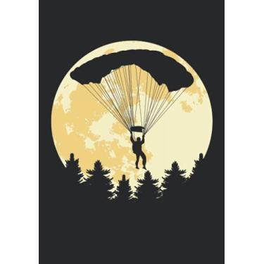 Imagem de Notizbuch A5 kariert mit Softcover Design: Fallschirmspringer Vollmond Skydiving Logo Skydiver: 120 karierte DIN A5 Seiten