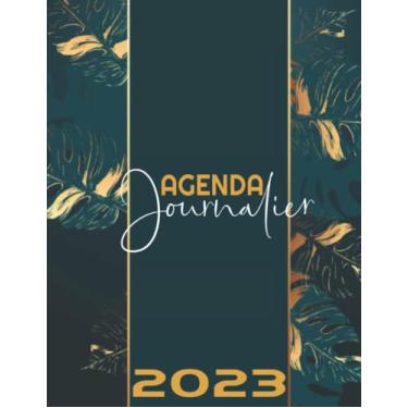 Imagem de Agenda Journalier 2023: Planificateur grand format A4 une page par jour,365 jours, avec horaire 07h00 à 20h00 (planification mensuel,annuel, de janvier a décembre 2023.
