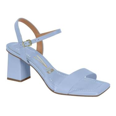 Imagem de Sandália Vizzano Feminina, Salto Bloco Médio, Azul Claro, Tira Única (Azul, BR, Adulto, Numérico, M, 38)