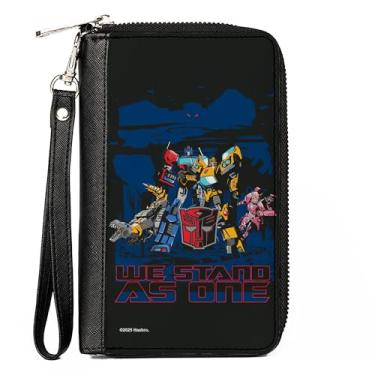 Imagem de Carteira Transformers, Bifold, Transformers Autobots We Stand As One Pose Preto Azul Vermelho, Couro Vegano, Preto, 7.5"x4.5", Casual