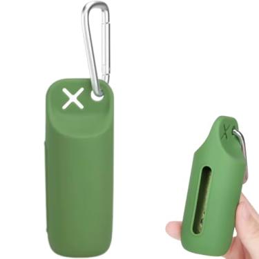 Imagem de Cata Caca - Suporte para Saquinhos Coletores de Fezes de Cães e Gatos - Silicone e Aço Inoxidável - Acompanha 1 rolo de saquinhos higiênicos (Verde)