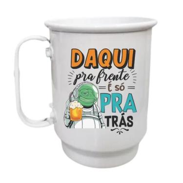 Imagem de Caneca Alumínio 500ml Daqui pra frente é só pra trás - LARANJA E MIMOS