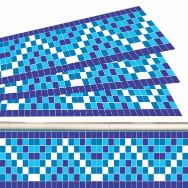 Imagem de Kit 18 Adesivos Piscina Azulejo Mosaico Ziguezague Azul 100x30cm - Res