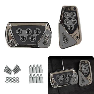 Imagem de YYTQP 2 peças de almofadas antiderrapantes para pedal de carro, capa de pedal de freio de transmissão automática, capas de pedal de acelerador sem perfuração, acessórios de substituição interiores