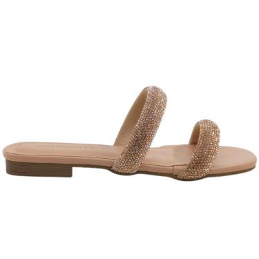 Imagem de Tamanco Feminino Rasteira Casual Dia a Dia Passeio Trabalho com Strass Conforto Via Marte 113-011