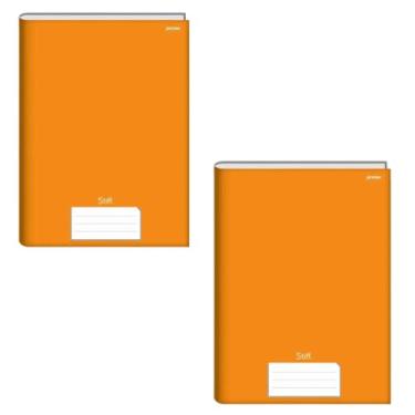 Imagem de Caderno Stiff com Capa Dura, 96 Folhas, kit com 02 unidades, 200mm x 275mm, Papel 56g/m², laranja