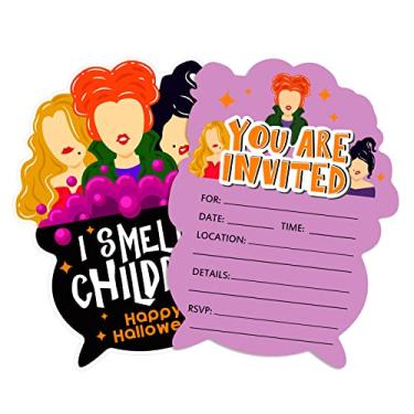 Imagem de SICOHOME Cartões de convite de Halloween, 12 peças de convites de festa de Halloween com envelopes para crianças, adultos, adolescentes, cartões de convite de Halloween para festa de aniversário, chá de bebê, festas temáticas assustadoras e assustadoras de Halloween