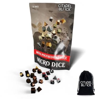 Imagem de Citadel Black Micro Dice - Set of 21 Metal Roleplaying Dice with Drawstring Storage Pouch, Tiny Polyhedral, Designed for D&D, Pathfinder, and Other Tabletop Campaign Games