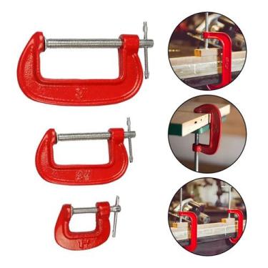 Imagem de Kit 3 Grampos Sargento Tipo C 1, 2 e 3 Polegadas Marcenaria Aço Leve R