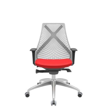 Imagem de Cadeira Office Bix Tela Cinza Assento Aero Vermelho Autocompensador Base Alumínio 95cm - 63987
