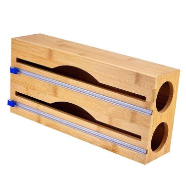 Imagem de Dispenser Organizador De Bambu Papel Alumínio Filme Plástico