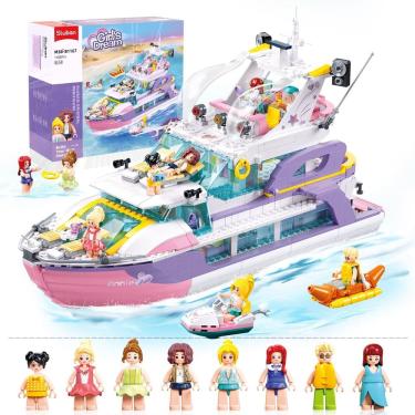 Imagem de Brinquedo de construção Sluban Friends Pink Yacht Girls 8-12 com 8 minifiguras