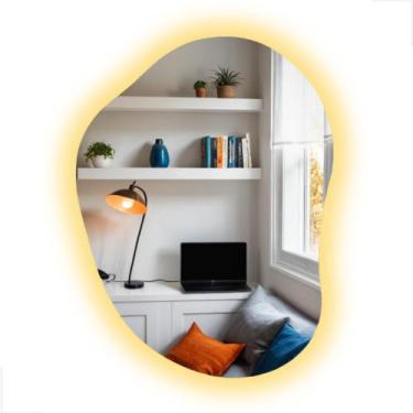 Imagem de Espelho Orgânico Led Decorativo Grande 93x73 Banheiro Lavabo - Bielisa