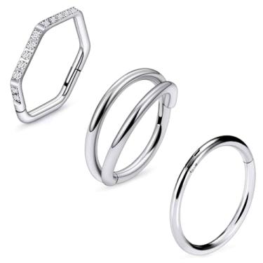 Imagem de Ruifan ASTM F136 Anéis de nariz de titânio para mulheres 20G 18G 16G Clicker Anel de nariz de septo articulado lábio hélice cartilagem argola brinco daith torre concha piercing corporal joias para