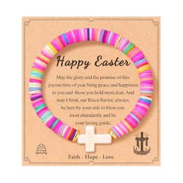 Imagem de Shonyin Pulseiras de presentes de cesta de Páscoa para crianças, meninas, adolescentes, cesta de Páscoa, presentes religiosos, cristãos, para meninas e crianças, 6-13, Pedra, Sem Pedra Preciosa