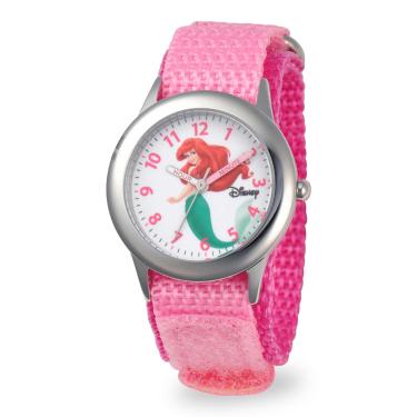 Imagem de Disney Relógio feminino princesa de aço inoxidável Time Teacher analógico quartzo pulseira de nylon, rosa, Movimento de quartzo