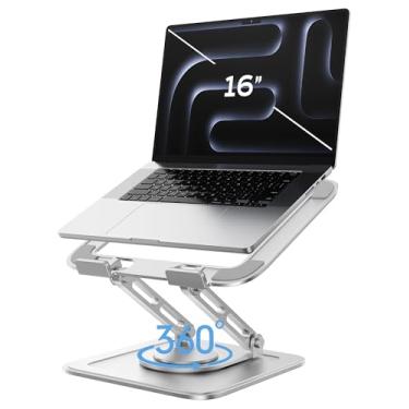 Imagem de LOXP Suporte ajustável para laptop, suporte para computador com base rotativa 360, suporte ergonômico para mesa de computador portátil dobrável, compatível com MacBook Pro Air (10 a 16 polegadas