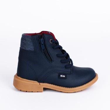 Imagem de Bota Coturno Infantil Kidy com Zíper Azul Marinho Marrom
