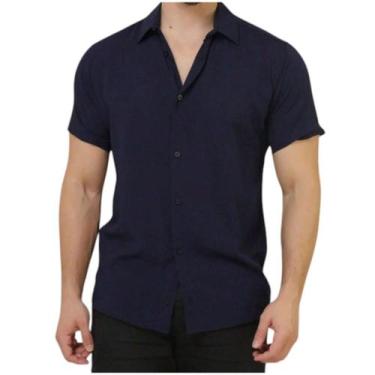 Imagem de Camisa De Botão Masculina Manga Curta Social Verão Slim - Mitchelgutto