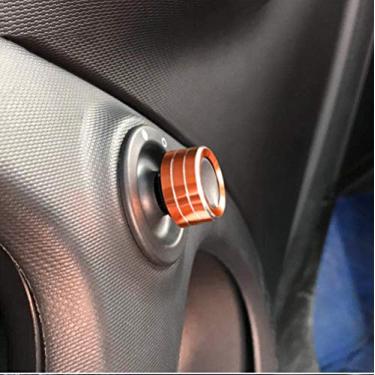 Imagem de SHIFENG Adesivo de anel de acabamento de botão de ajuste de espelho retrovisor de alumínio para Mercedes-benz New 453 Smart fortwo forfour acessórios (laranja)