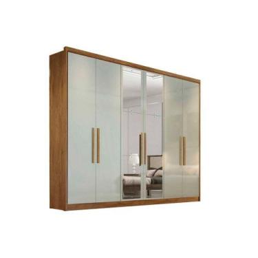 Imagem de Guarda Roupa Casal 6 Portas (2 c/ Espelho) e 4 Gavetas Rizon/Linea Cum