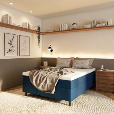 Imagem de Colchão Casal Mola Ensacada Midi Macio (25x138x188) Azul e Branco - Mo