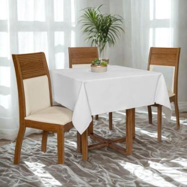 Imagem de Toalha De Mesa Pendure Quadrada 1,50x1,50 Oxford Branco 4 lugares