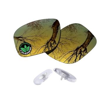 Imagem de Raydi Lentes de reposição de policarbonato e protetores de nariz para óculos de sol quadrados RayBan RB3483 60 mm - Espelho dourado 24K - Polarizado