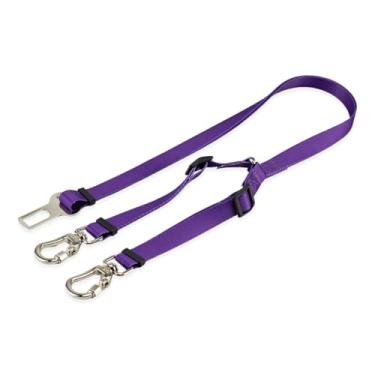 Imagem de Basic Pet Cinto De Segurança Pet Duplo Universal Cachorro Gato Cães Gatos Carro Coleira Adaptador Ajustável (Roxo)