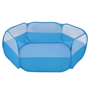 Imagem de Barraca de Caneta de Exercícios para Animais Estimação, Prova Escape, Barraca Gaiola Pequena Dobrável, Fácil Limpar a Malha e Tecido Respirável para Dentro Casa Casa (Azul)