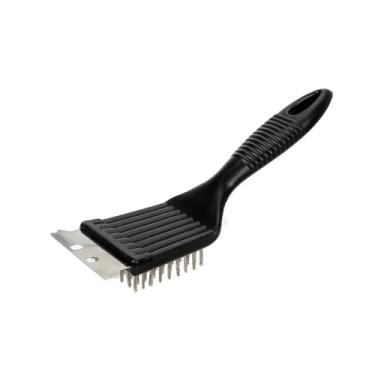 Imagem de Escova para Limpeza de Churrasqueira com Cerdas de Aço, 21 cm x 7 cm, Cabo Ergonômico, Preta