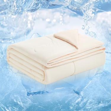 Imagem de Cozy Bliss Edredom refrescante de viscose, tamanho king, cobertor refrescante reversível para dormir quente e suores noturnos, edredom Q-Max 0,4 respirável de verão, leve, macio, sedoso, suave, branco