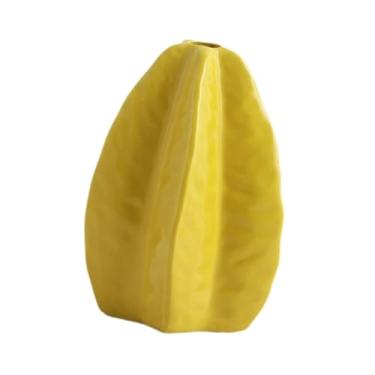 Imagem de IEUDNS Plantador de decoração em forma de fruta do vaso de flores de cerâmica Arranjo floral moderno para peças centrais de mesa de mesa interior, Amarelo