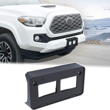 Imagem de Suporte de moldura frontal para placa de carro compatível com Toyota Tacoma 2016-2023 Suporte de etiqueta de placa de licença frontal adaptador de montagem suporte de para-choque capa de acabamento de