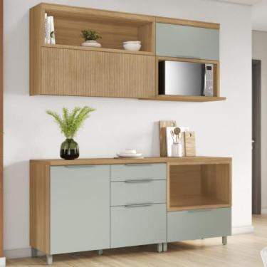 Imagem de Cozinha Compacta 4 Peças 3 Portas 4 Gavetas 3 Nichos 100% MDF - Faura,