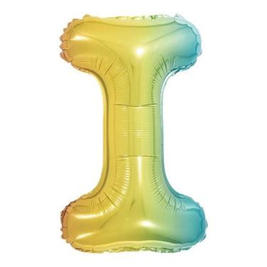 Imagem de Balão de Letra Gigante Metalizada Multicolor  - 75 cm - PartiuFesta, I