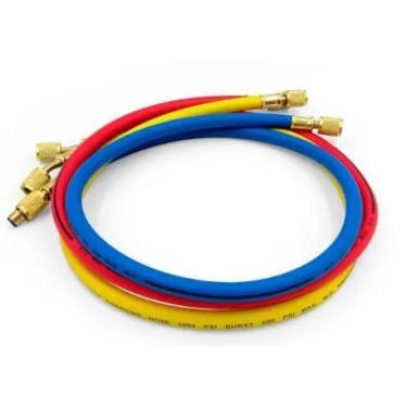 Imagem de Conjunto Com Mangueiras De 90cm Para Manifold Gás R12 R22 R134 R404 R4
