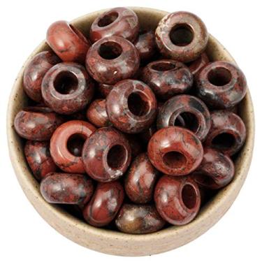 Imagem de Nupuyai — Contas largas de pedra grande para fabricação de joias, pacote com 30, contas europeias de rondelle polidas para berloques, Rhodonite, 8x14(mm), 30