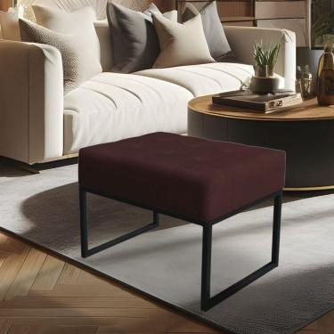 Imagem de Puff Lisa Suede Base Metálica Industrial Preto - Pallazio Cor Marsala