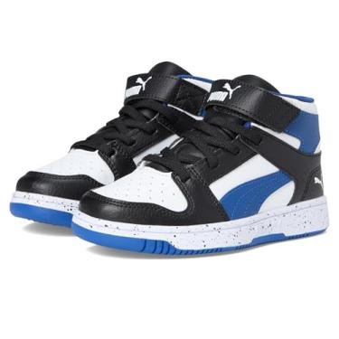 Imagem de PUMA Tênis unissex infantil Rebound Layup Mid Hook and Loop, Preto-pro Azul-Branco Ah25, 10.5 Little Kid