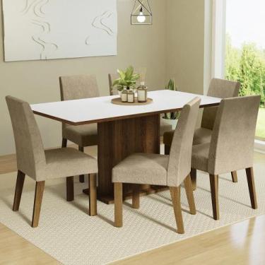 Imagem de Kit Sala De Jantar Mesa 6 Cadeiras Madesa Branco/Imperial