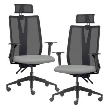 Imagem de Kit 2 Cadeiras Escritório Giratória Presidente Flow F02 Base Preta Sin