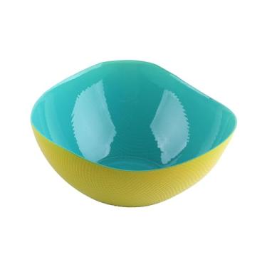 Imagem de Centro de Mesa Milky em Vidro 1,7L 23x23x8cm Azul Turquesa e Amarela L'Hermitage - Full Fit