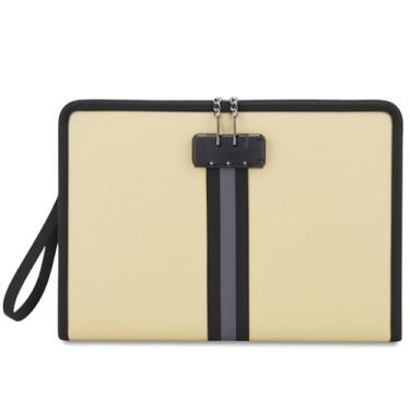 Imagem de CRPZZM Bolsa de documentos à prova d'água à prova de fogo com fechadura, comporta 200 folhas A4, alça de pulso portátil