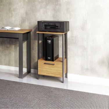 Imagem de Mesa Auxiliar Estilo Industrial em MDF para Escritório 1 Gaveta F39 Freijó Preto Fosco Dalla Costa