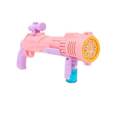 Imagem de Pistola Lançadora de Bolhas de Sabão, LED Luminoso, Rosa e Lilás, Brinquedo Infantil