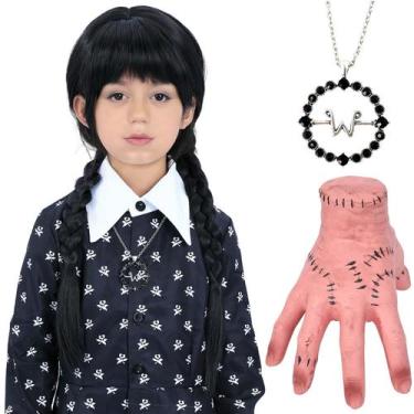 Imagem de Peruca Pigtail Bettecos Kids, longa preta, trançada, sintética