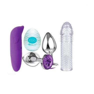 Imagem de Kit Brinquedos Eróticos Casal Vibrador Capa Peniana Egg Masturbador Ma